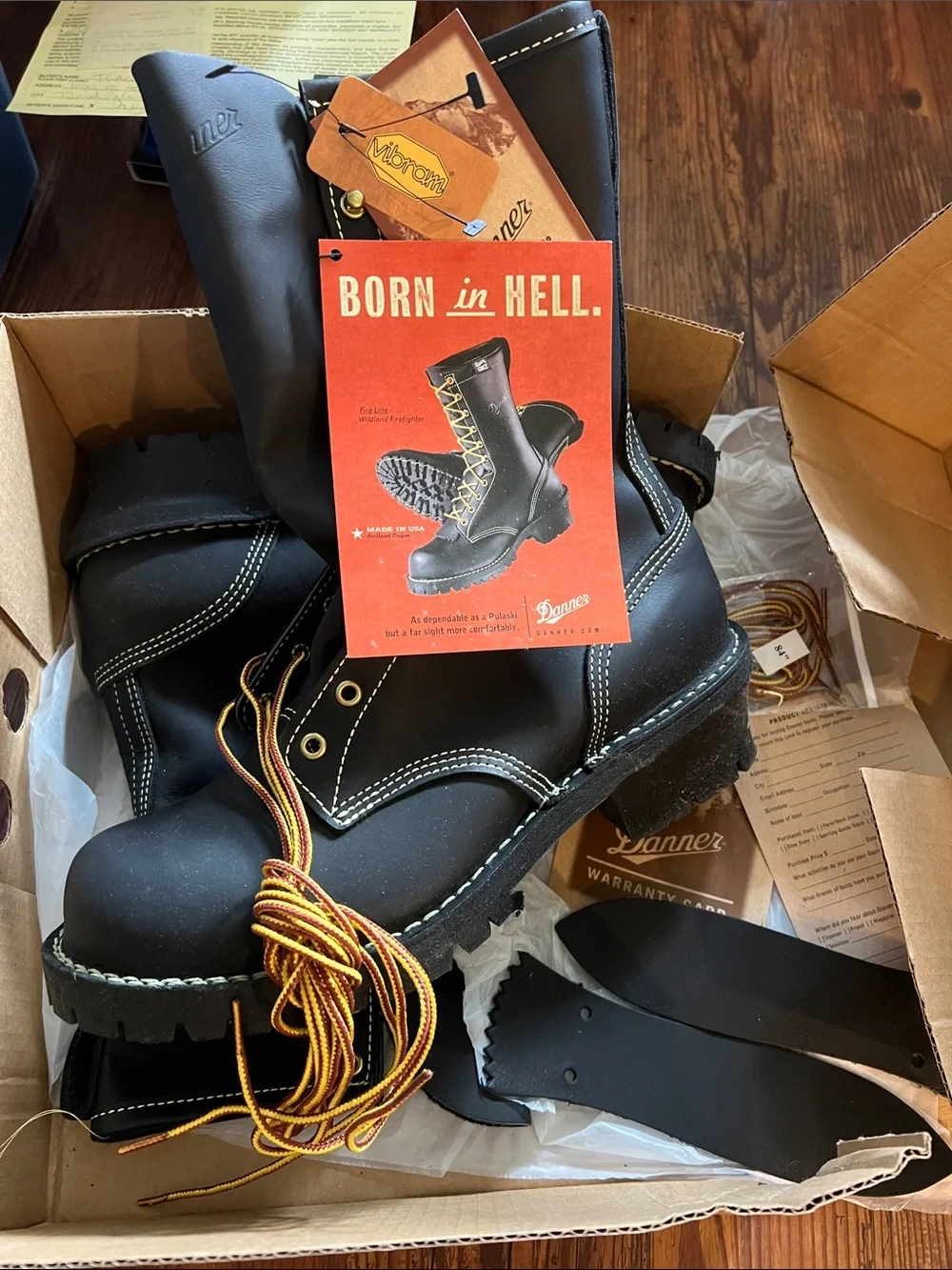 Danner Black Leather Work Boots with Tan Laces